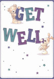 Brimming with cheerful optimism, this illustrated get well card shines brightly-a sentiment familiar to those in Enfield Town. Two lively characters, a teddy bear and a floppy-eared puppy, seem to spring from the page, each joyfully leaning into and supporting the large, colourful letters that spell out 'Get Well.' The bold hues of indigo and teal pop confidently against a creamy white background, capturing the invigorating feel of Enfield's bustling market mornings. Sparkling stars in blues and purples skip across the design, echoing the hopeful twinkle of spring blossoms in local gardens. The bear's and puppy's fur is lovingly detailed, imparting a sense of softness and comfort that's almost touchable. This card is more than a wish-it's an emotional balm, perfect for offering genuine kindness and support to anyone recovering in Enfield Town, especially when sent with the same personal care as a bouquet from the neighbourhood's trusted florists.